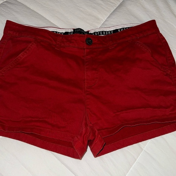 SuperDry Denim shorts/hot pants Vintage size  M Red - Picture 1 of 12
